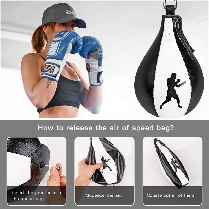 BeneLabel Boxing Speed Bag Kit & Boxing Speed Bag - Premium Leather Bag with 360° Swivel and Inflator - Easy to Install and Use - Improve Your Speed and Reflexes - Image 3